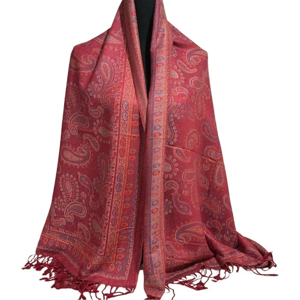 Elegant Shawl in Candy Red - Versatile Wrap, Scarf, Stole, Veil in Soft Rayon
